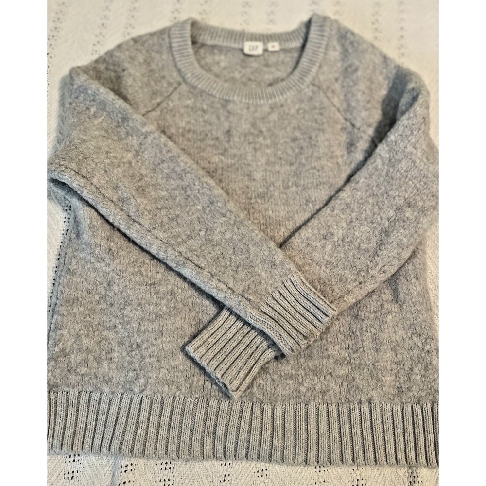 Gap Women's Crew Neck Wool Blend Sweater XS Gray Preppy Cozy Academia‎
